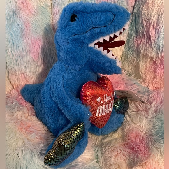 You’re MAGICAL Blue Dinosaur with Shiny Heart and Toes 11”x11” Stuffed Animal - Picture 5 of 11